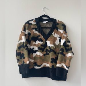 Army print deep V sweater from Zara